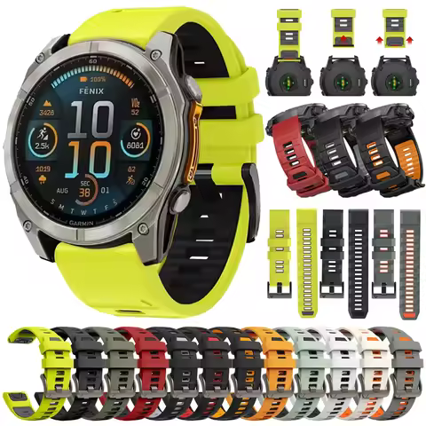 QuickFit 22 26mm Silicone Strap For Garmin Fenix 8 E 7X 7 Pro Solar/6X 6/5 5X/Epix/Forerunner 970 96