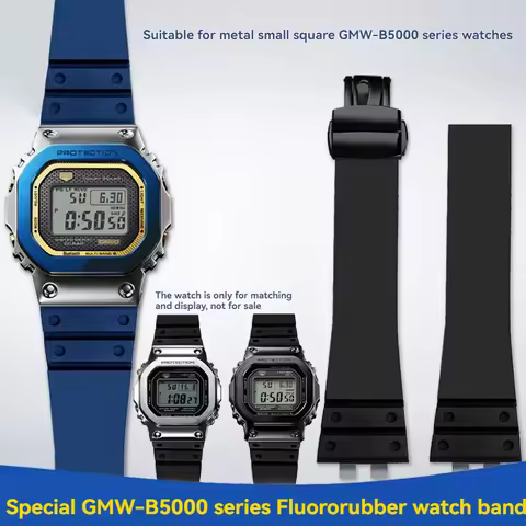 GM-B2100 gmw-b5000 Fluorine rubber watchband for Casio G-SHOCK GMW-B5000 rubber strap stainless stee