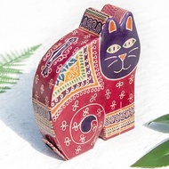情人節禮物手工山羊皮存錢筒/手繪風格皮革錢包-可愛動物紅色貓咪