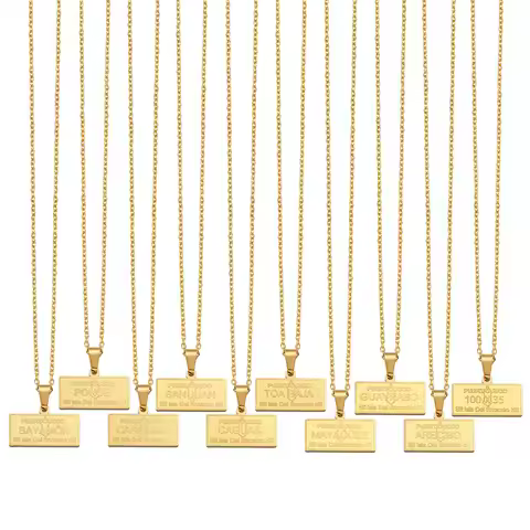 1Piece Puerto Rico PR Pendant Necklaces Woman San Juan 100 X 35 Arecibo Bayamon Mayaguez Stainless S
