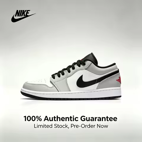 Nike Authentic Air Jordan 1 Light Smoke Grey x Dior Trendy Low-Top Retro Basketball Shoes, Unisex Sn