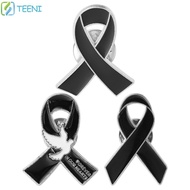 TEENI Black Ribbon Pin, Melanoma Cancer Breast Cancer Funeral Ribbon Badge Brooch, Sweet Skin Cancer