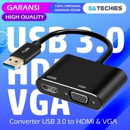 Converter USB 3.0 to HDMI VGA Adapter 2in1 - Kabel USB A Laptop ke Proyektor TV Monitor