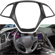 Carbon Fiber Look Steering Wheel Cover Molding Cover Trim for Chevrolet Corvette C7 Z06 Z51 ZR1 Stin