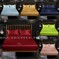 Bedsheet 3in1 Super Sports Satin Bedsheet with Pillowcase Set Bedsheet Fully Garterized Bedsheet Set