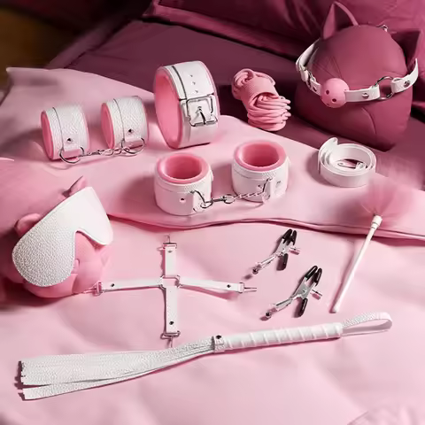 Deluxe Couples Bondage Kit Leather Whip Handcuffs BDSM Accessories for Women Adult Intimacy Toys BDS