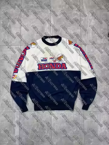 Vintage 80s Honda Kiwi Racing Long Sleeve Sport Team Tee Breathable Motocross Jersey Motorcycle Raci