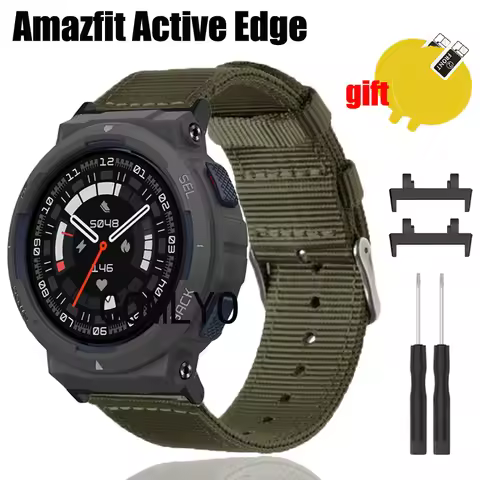 For Amazfit Active EDGE Strap Smart Watch Nylon Canvas Sports Bracelet Women men Screen Protector Ac