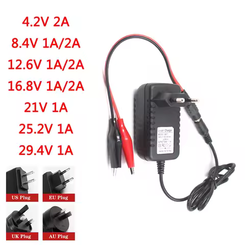 4.2V 8.4V 12.6V 16.8V 21V 25.2V 29.4V 1A 2A 18650 Lithium Battery Charger 18650 Battery Portable Wal