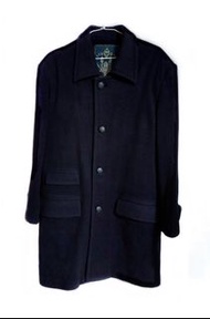 抗寒聖品～義大利製紳士深藍100%Wool羊毛保暖大衣外套#男衣