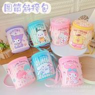 Japanese Style Kuromi Cylinder Bag Large Capacity Cylinder Crossbody Bag Shoulder Bag Mobile Wallet 