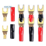 Y Plug Spade Connector for Speaker Wire,8 Pcs Y Spade Plug 45 Degree Gold Plated U Fork Spade Plug C