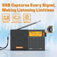 XHDATA D808 專業 AM/FM/SW/MW/AIR/SSB/RDS 收音機，遠距離接收，便攜式可充電多頻段立體聲收音機