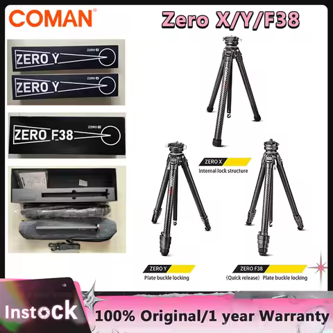 Coman Zero X Zero Y Zero F38 Lightweight Travel Tripod with Extend 1/4 Full Carbon Fiber Professiona