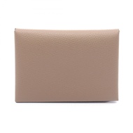 【二手】愛馬仕 Calvi Duo 零錢包，灰褐色皮革，女士款