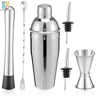6 Pcs Cocktail Shaker Set 304 Stainless Steel Cocktail Shaker Kit Rustproof Bar Set Cocktail Shaker 