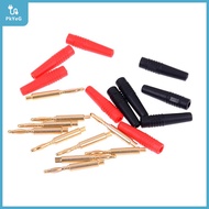 【PkYeG】 Random10pcs 2mm สายไฟบัดกรีประเภท Banana PLUG JACK Connector ชุบทอง