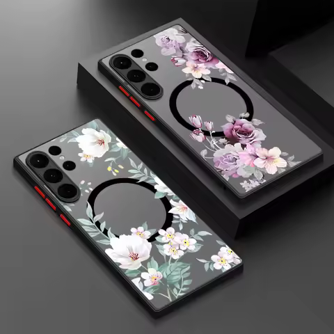 For Samsung Galaxy A14 A15 A55 A54 A56 A25 S25 Edge S24 S23 S22 Ultra Plus S21 S25 FE Flowers Case M