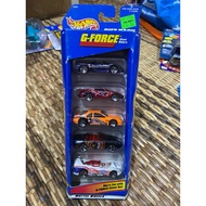 Hot Wheels 5 Gift Pack G-Force Stunt Riders Ferrari F50 Spider, Porsche 959, T-Bird Stocker, Camaro 