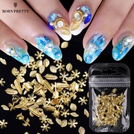Born Pretty White Gold Silver Metallic Sea Shells Starfish Leaves Nails Art DIY Decoration Nail Acce