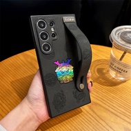 [2in1] Vỏ điện thoại các tông Laser Gradient có dây đeo cổ tay cho Samsung Galaxy s25ultra s24ultra 