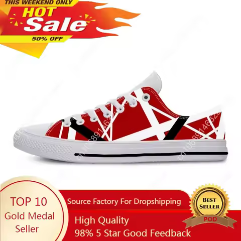 EVH 5150 Stripe Guitar Heavy Metal Rock Music Band Casual Cloth Shoes Low Top Lightweight Breathable