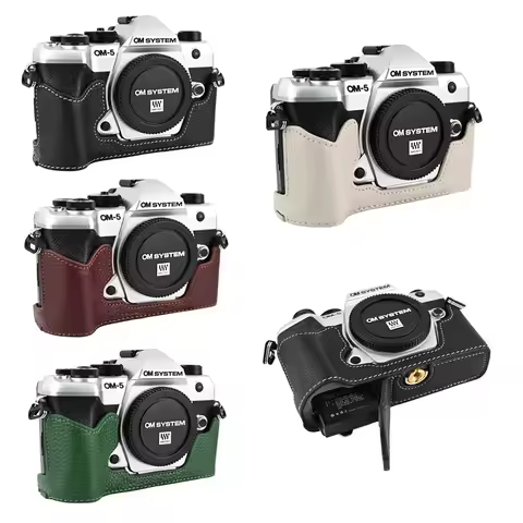 Genuine Leather Half Case For Olympus OM-5 Mark II OM5II Bottom Battery Opening Camera Bag Cover