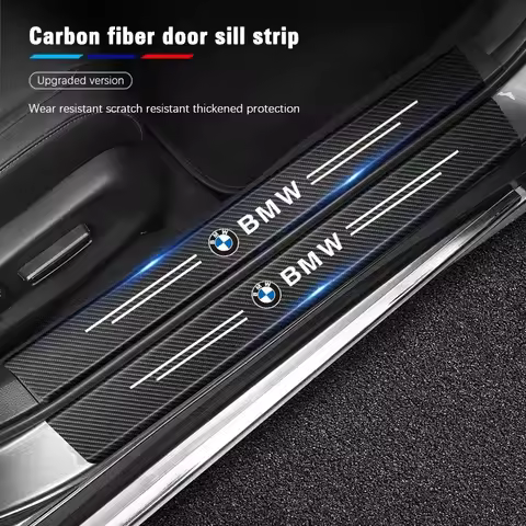 BMW Car Threshold Strip Anti Stepping Leather Protective Sticker For BMW E46 E90 E60 F30 F10 X1 X2 X