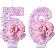 VSHILI 56th 65th Birthday Candles, Pink 65 56 Year Old Number Birthday Candles, Happy Birthday Party