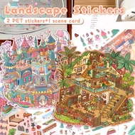 Large DIY Scene Stickers, DIY House Stickers, 3D Miniature House Micro-Scene Stickers, Educational T