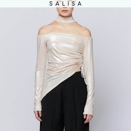 SALISA - OFF THE SHOULDER RUCHED Glitter / Shiny เสื้อ
