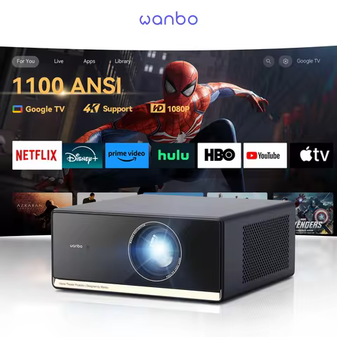 Wanbo X5 Pro 2025 New Projector Online 4k Full HD 1080P HDR10 Proyector 1100 ANSI Android TV11.0 ASA