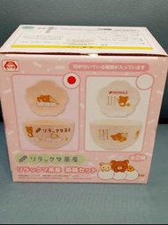 可入微波爐 24年 日本景品 san-x rilakkuma  粉紅色櫻花茶屋鬆弛熊鬆馳牛奶熊瓷器茶屋1碗1碟仔禮盒