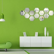 Modern 12pcs 3D Mirror Geometric Hexagon Home Acrylic Wall Sticker Decor Art DIY