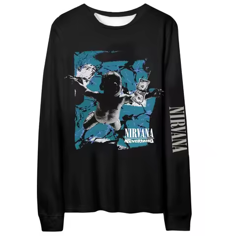 Nirvana Band Rock 3D-printed Loose Punk Fashion Multi-purpose Fashion Printed T-shirt Long Sleeve fo
