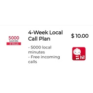 Singtel Prepaid $10 / 4-Week Local Call Plan (5000 Local Minutes/Free Incoming Calls) Top Up