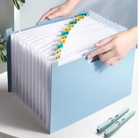 12-Pocket A4 Expanding File Folder – Large Capacity Portable Accordion Organizer for Office, Classro