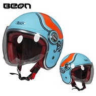 BEON B108A Double Visor Vintage Motorcycle Helmet 3/4 Helmet Double Lens Sun Blocker Open Face Helme