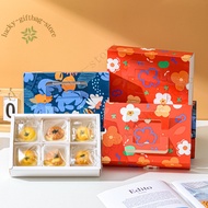 Red Blue Portable Mid-Autumn Mooncake Gift Box for present,Creative 50g 75g 4,6cavity  Egg Yolk Past