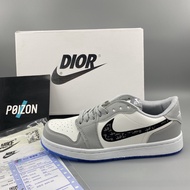 Air Jordan 1 Low Dior Og Sports Training Sneakers White Gray Shoes