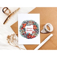 Wreath Christmas Card, Christmas Holiday Greeting Card, Winter Gift bundle, 4’ x 5.6’