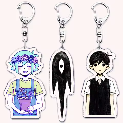 Game Omori Keychain for Accessories Bags Basil Mari Aubery Hero Sunny Something Eye Key Chain Ring K