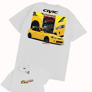 เสื้อยืดพิมพ์ลาย KARIMAKE ID Kaos T Shirt HONDA CIVIC FERIO EK9 TYPE R JDM V2 - V1 HITAM เสื้อยืดพิมพ์ลาย S-5XL