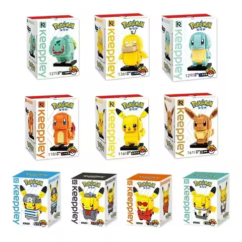 Keeppley Pocket Monster Pokemon Pikachu Psychk Charmander Assembly Block Children's Toys Kawaii Squi