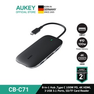 AUKEY CB-C71 ฮับ ยูเอสบี 8 in 1 USB C Hub with Ethernet Port 4K USB C to HDMI Black รุ่น CB-C71