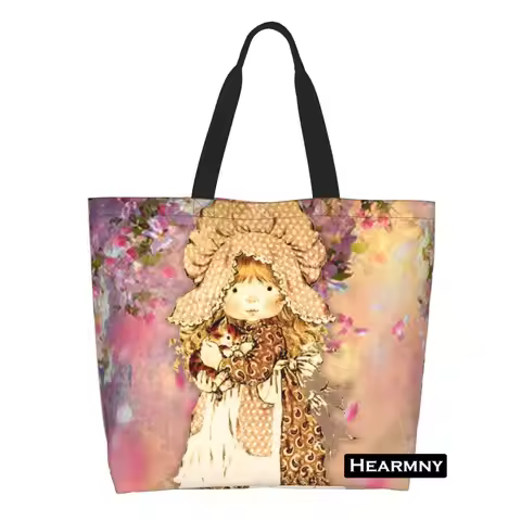 Recycling Cartoon Sarah Kay Shopping Bag Women Shoulder Linen Tote Bag Durable Kawaii Girl Grocery S