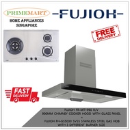 FUJIOH FR-MT1990 900MM CHIMNEY COOKER HOOD W GLASS PANEL+FH-GS5030SVSS STAINLESS STEEL GAS HOB W/3 DIFFERENT BURNER SIZE