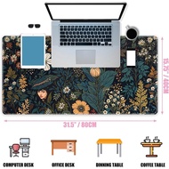 Dark Flower Desk Mat, Vintage Floral Plants Mouse Pad, Large Gaming Mousepad, Gaming Desk Pad, XXL K