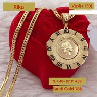 18K Saudi Gold Necklace with Pendant  Queen Elizabeth Cameo Pawnable