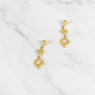 Vintage Molten Organic Shape Gold Drop Earrings